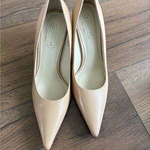 Coach Nude Leather Pointed-Toe Pumps